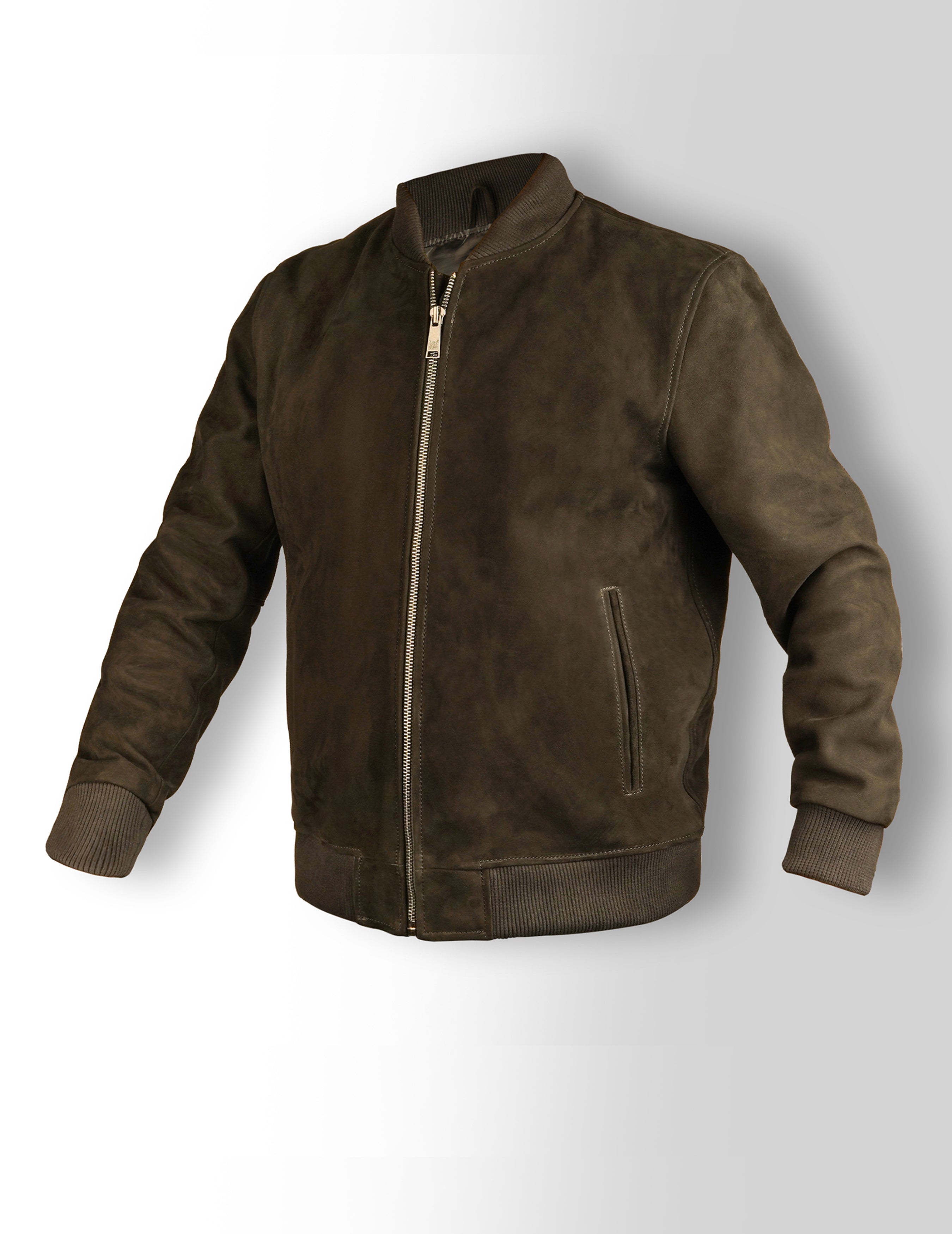 Men's  Dark Brown Suede Bomber Jacket 